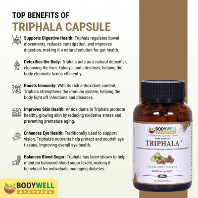 Triphala  (Emblica officinalis, Terminalia chebula, Terminalia bellirica) 600mg - 60 Vegan Capsules